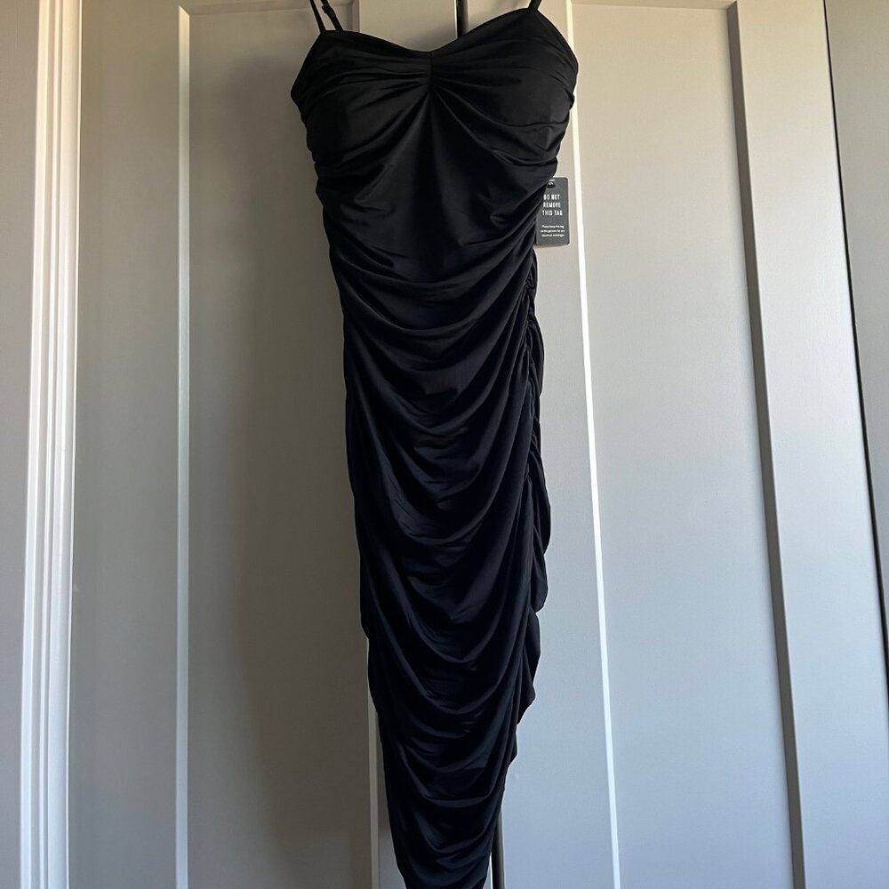 Express Body Contour Ruched Mini Dress with Bra Cups - Size X-Small